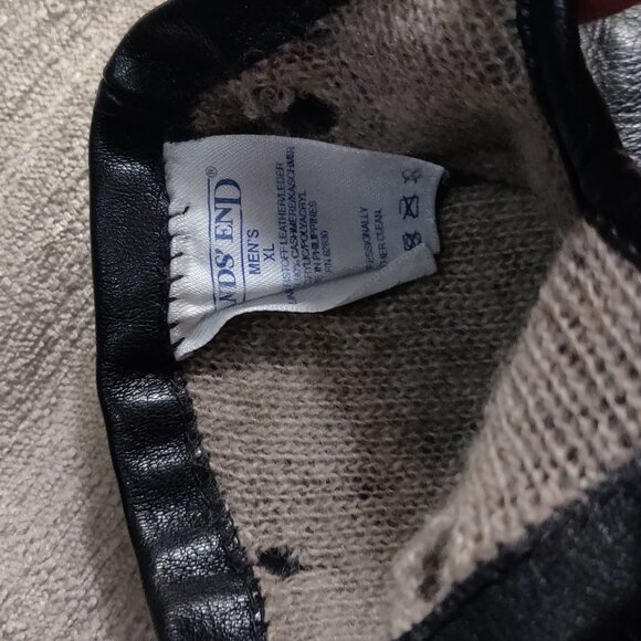 Lands End Black Leather Gloves Cashmere Sweater Lining MEN'S XL - Picture 4 of 5